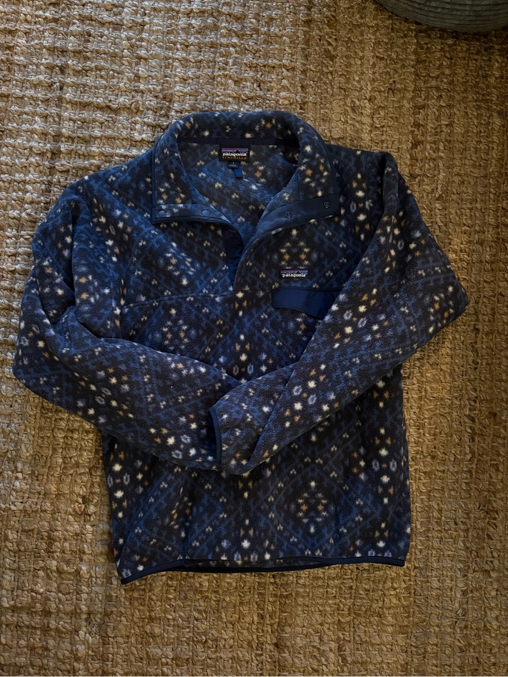 Patagonia Synchilla Unisex Snap T Blue Patterned Pullover Fleece